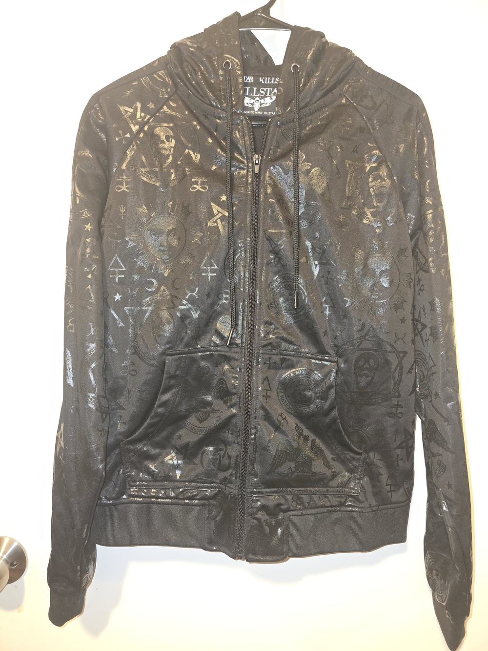 Killstar "F*** What They Think" Embossed Hooded Zip Up Jacket